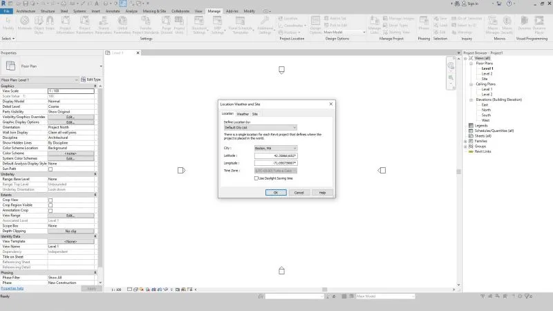 Pantalla revit | dialog location