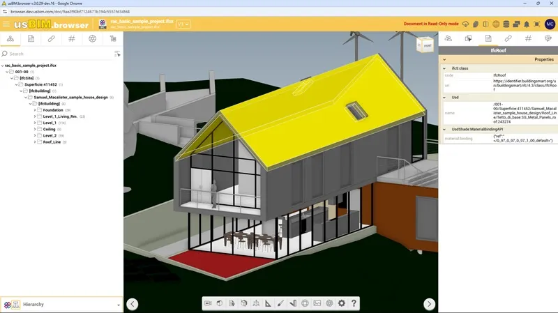 Ejemplo de visualización de la estructura de datos de un modelo bim en formato ifc 5